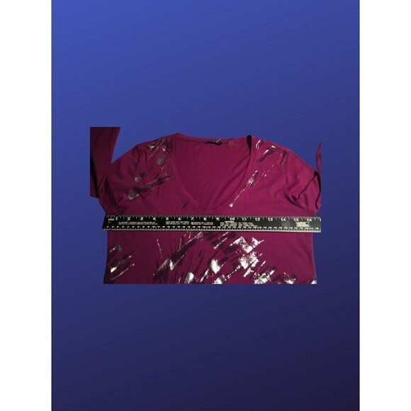 TAHARI PETITE Pull-on Top, MAGENTA/SILVER METALLIC, Women's Size SP, NWOT - Picture 5 of 9